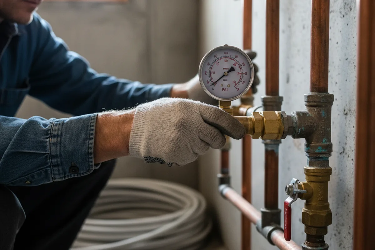 Pressure testing a repaired line during Water Line Repair in Madison Heights